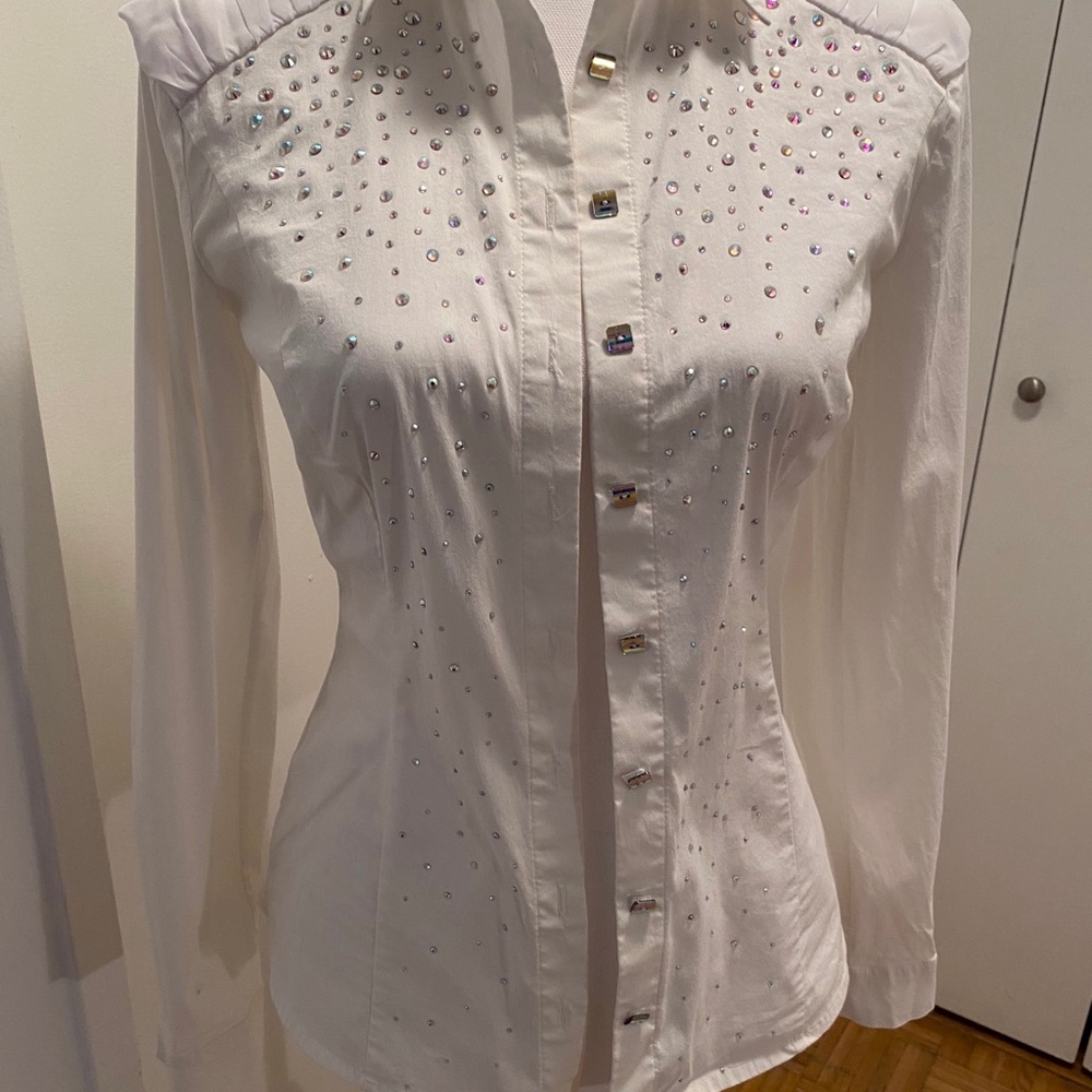 Sassofono button down shirt white with crystals